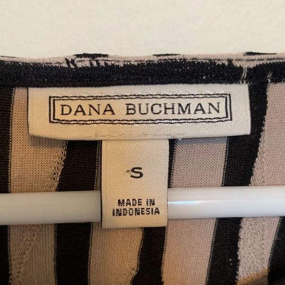 Dana Buchman Top Dressy Brown Black Stripes 3/4 Length Sleeves Size Small - Picture 5 of 8